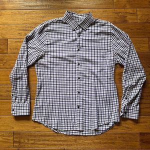 Purple and White Plaid Casual Button Down Shirt